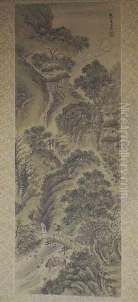 Angler In Felsiger Landschaft Oil Painting by  Ganku