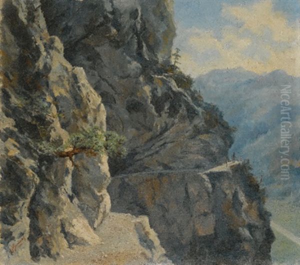 The Furstensteig In Liechtenstein Oil Painting by Hans Gantner