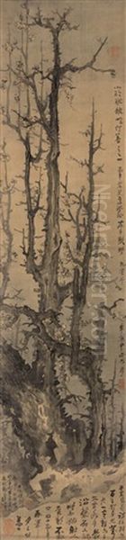 Plum Blossoms Oil Painting by Gao Fenghan