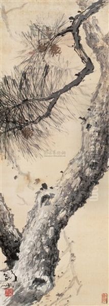 Trees Oil Painting by Gao Jianfu