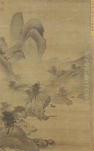 Un Paysage Lacustre Et Montagneux Emergeant D'une Brume Matinale D'automne Oil Painting by Gao Kegong