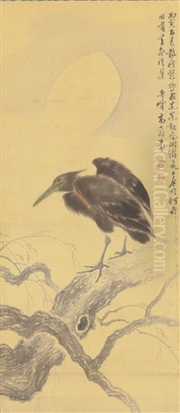 Bird On A Withered Branch Oil Painting by Gao Qifeng