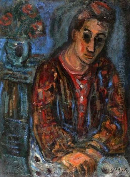 Sitting Woman Oil Painting by Aharon Avni