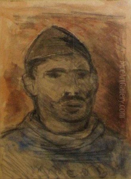 Portrait Of A Man Oil Painting by Aharon Avni