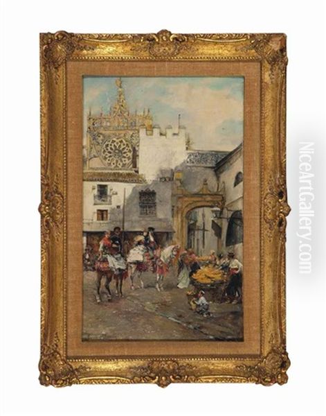 Selling Oranges, Sevilla Oil Painting by Jose Garcia y Ramos