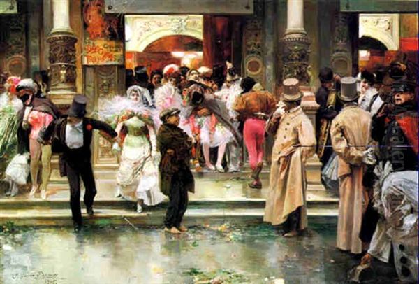 Leaving The Theater Oil Painting by Jose Garcia y Ramos