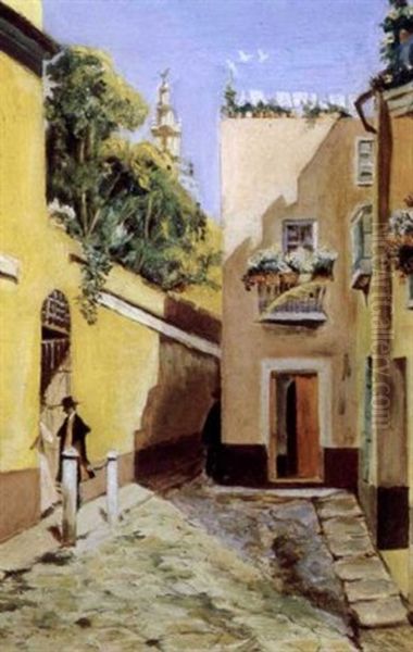 An Afternoon Caller Oil Painting by Joaquin Garcia y Rodriguez