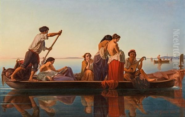 Gondel Vor Venedig Oil Painting by Louis Marius Garcin