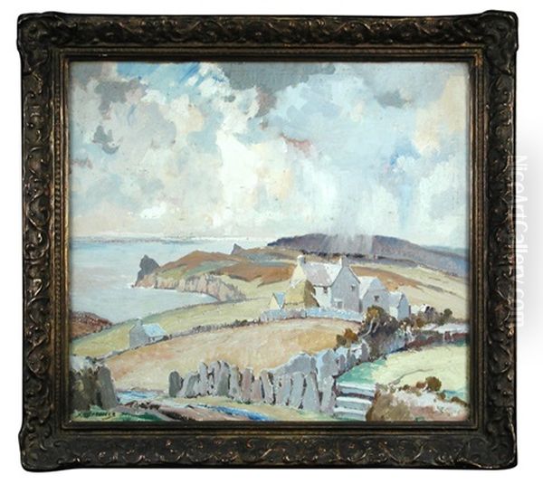 Showery Weather, Land's End, Cornwall Oil Painting by Stanley Horace Gardiner