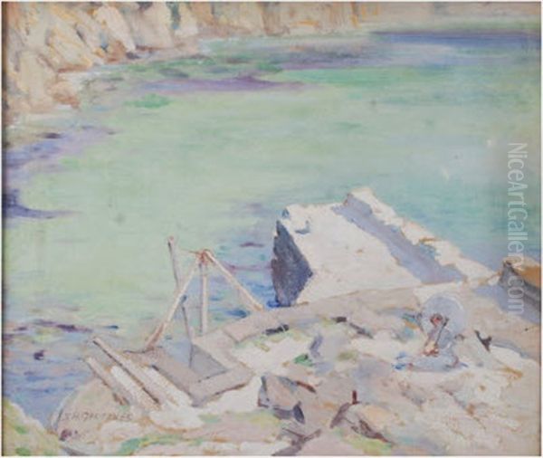 Girl With A Parasol, Lamorna Oil Painting by Stanley Horace Gardiner