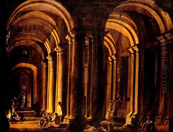 Interno Di Carcere (collab. W/viviano Codazzi) Oil Painting by Domenico Gargiulo