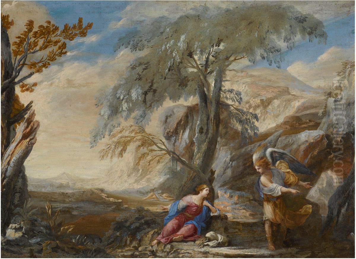 Hagar And The Angel Oil Painting by Domenico Gargiulo