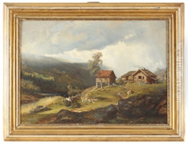 Saeterliv Oil Painting by Hermann Garmann-Schanche