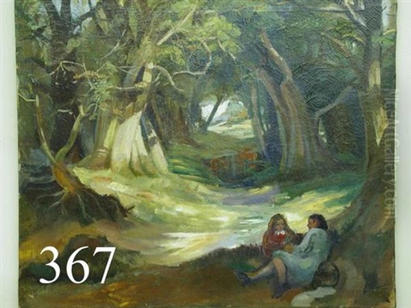 Couple In Wooded Glen Oil Painting by Charles S. Garner Jr.
