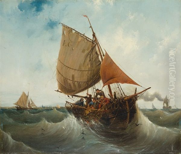 Peche Maritime Oil Painting by Ambroise-Louis Garneray