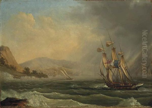 Un Navire Francais Entrant Dans La Rade De Mers-el-kebir Oil Painting by Ambroise-Louis Garneray