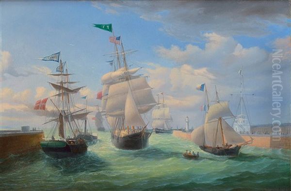 Sortie De Port Oil Painting by Ambroise-Louis Garneray