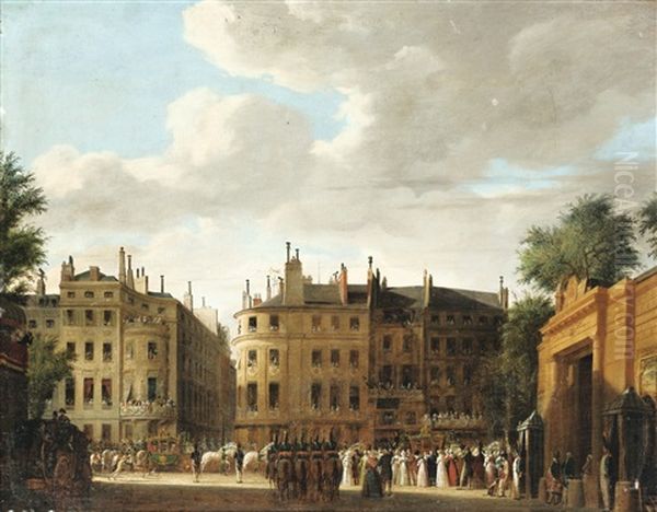 Cortege Du Bapteme Du Roi De Rome, Paris Oil Painting by Hippolyte Garneray