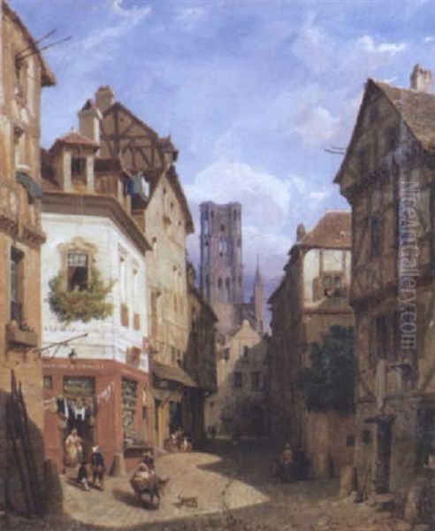 Yue Animee Dans La Ville De Laon Oil Painting by Hippolyte Garneray