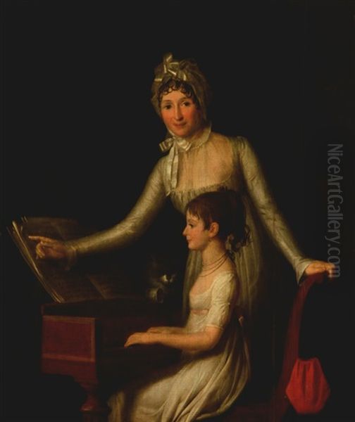 La Lecon De Piano Oil Painting by Jean Francois Garneray