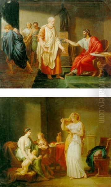 Sophocles Before The Magistrate Of Athens Oil Painting by Etienne-Barthelemy Garnier