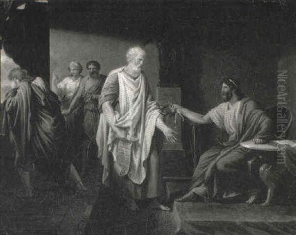 Sophocle Devant Le Magistrat D'athenes Oil Painting by Etienne-Barthelemy Garnier