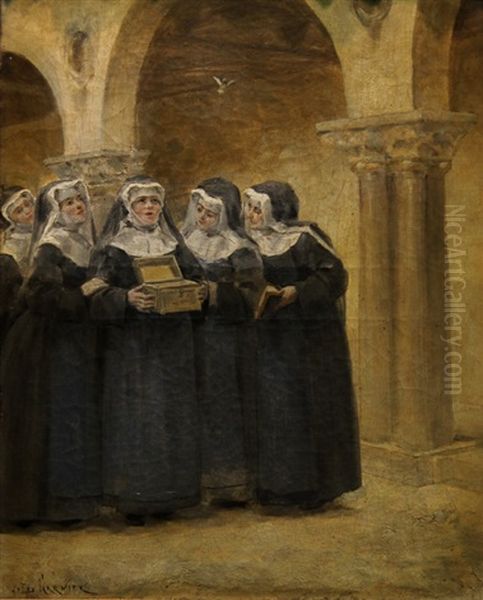 Escena En El Patio Del Convento Oil Painting by Jules Arsene Garnier