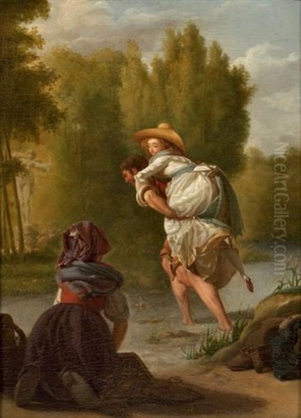 La Traversee Du Gue Oil Painting by Michel Garnier