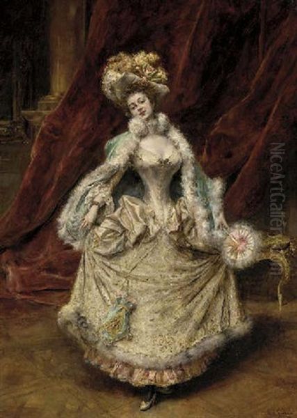 An Elegant Lady Oil Painting by Eduardo Leon Garrido