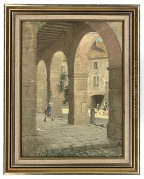 School Time In Noyers, Burgundy, France Oil Painting by Thomas Bowman Garvie