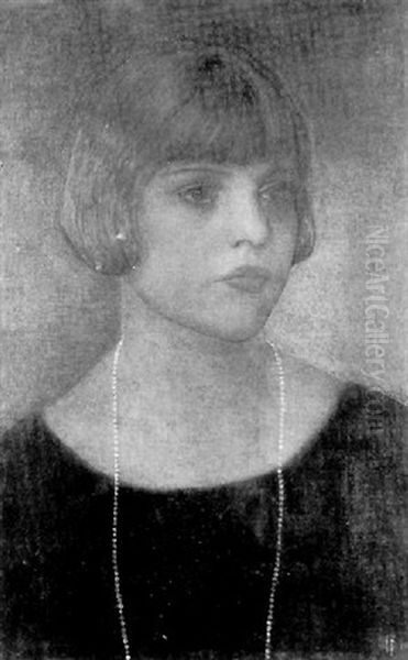 Portrait Of Margaret Cary Gaskin (the Artist's Daughter) Oil Painting by Arthur Joseph Gaskin