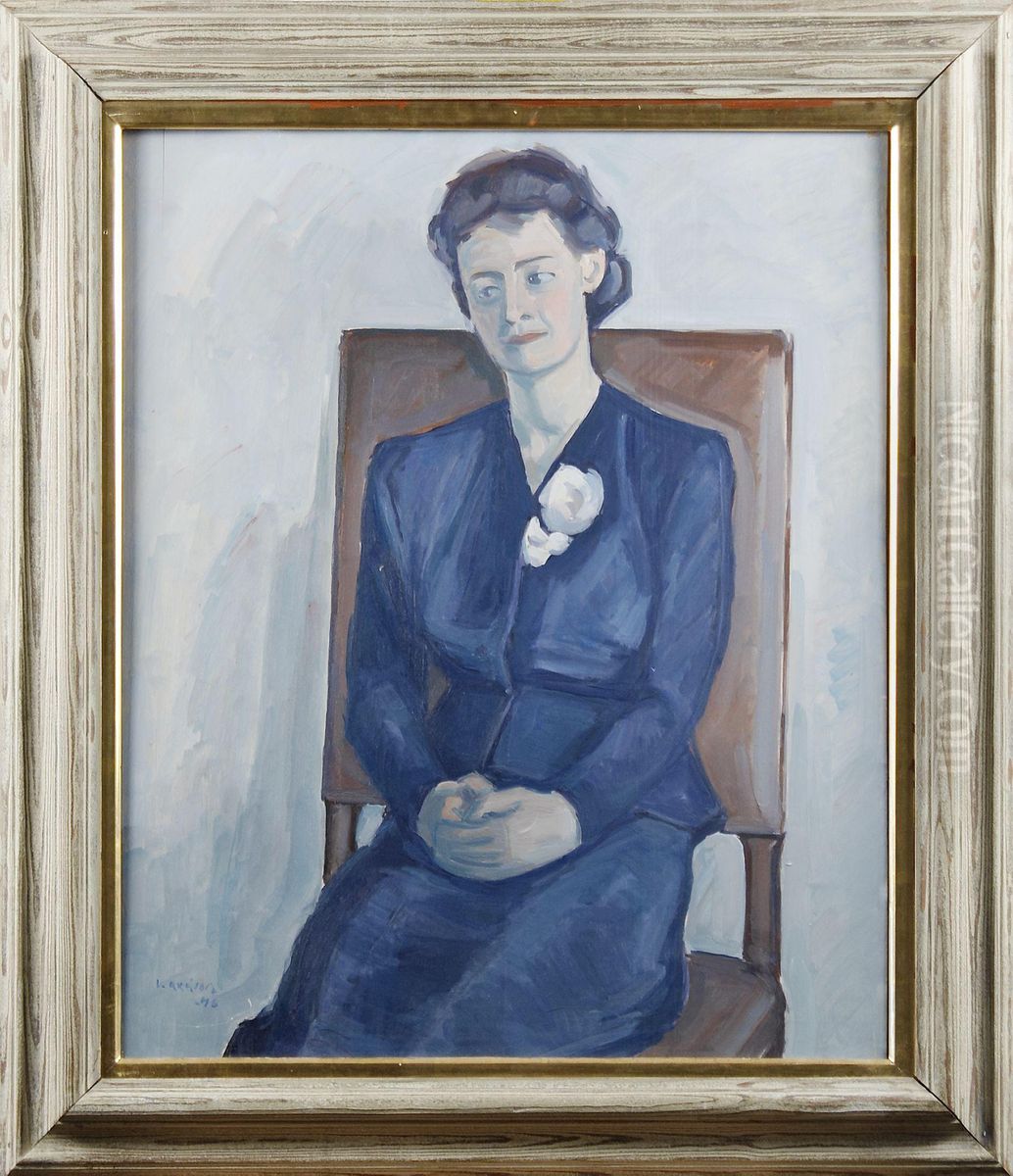 Portratt Av Marianne Berlinde Oil Painting by Victor Axelson