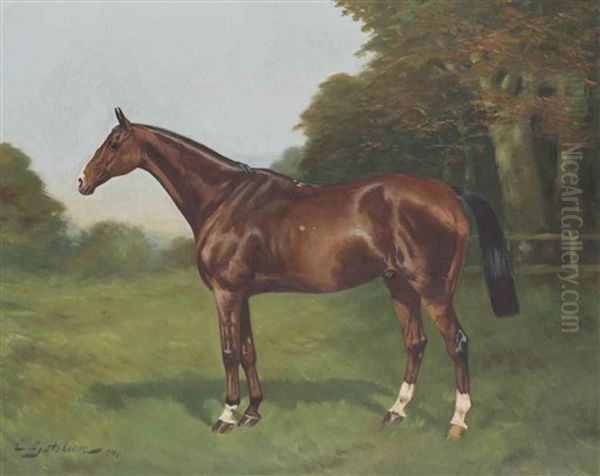 Mon Prince, Hunter Alezan, Dans Un Enclos Oil Painting by Charles E. Gatehouse