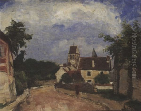 A View Of A French Village Oil Painting by Pierre Gatier