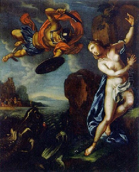 Perseus Rettet Andromeda Vor Dem Seeungeheuer Oil Painting by Bernardino Gatti, Il Sojaro