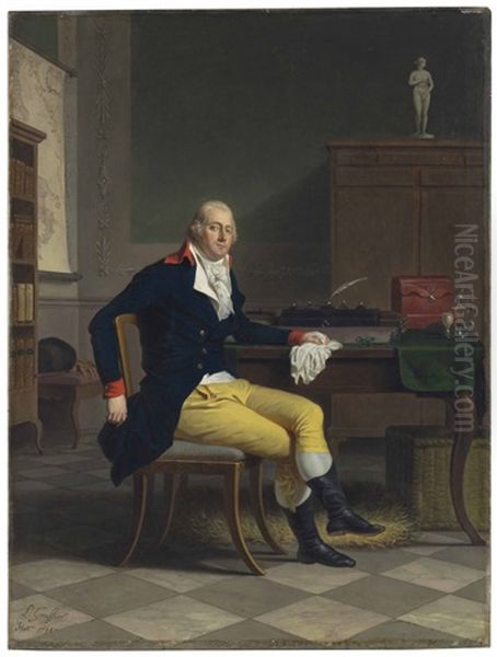 Portrait Of Ferdinando Nerli (1770-1829) Seated In An Interior, Full-length Oil Painting by Louis Gauffier