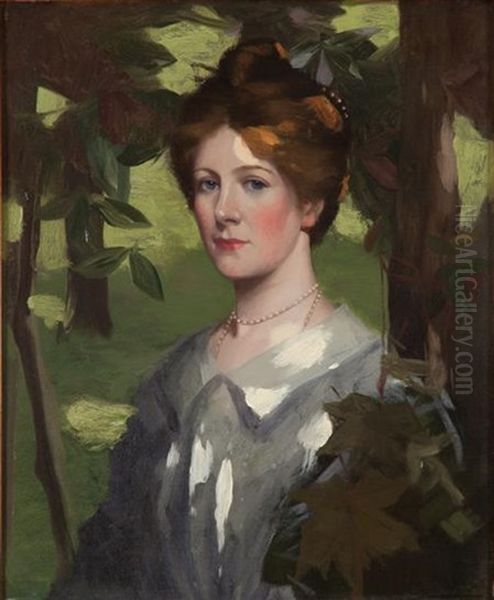 Girl Amongst Leaves Oil Painting by David Gauld