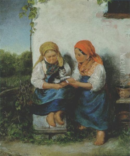 Das Katzchen Oil Painting by Rudolf Gaupmann
