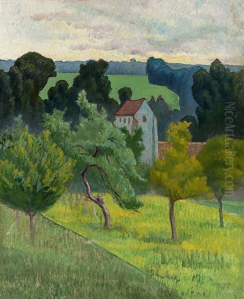 L'eglise De Gouvernes (seine Et Marne) Oil Painting by Leo Gausson