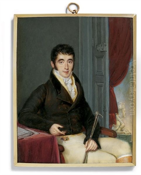 Pierre-francois Guestier In Riding Habit And Brown Double-breasted Coat Oil Painting by Pierre Edouard Gautier dagoty