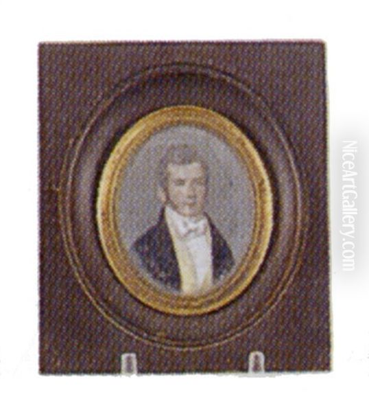 Portrait Of A Man In A Blue Coat And Yellow Vest Oil Painting by Pierre Edouard Gautier dagoty