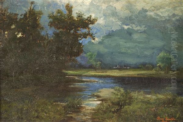 Moonlight Landscape Oil Painting by Pierre-Jules Theophile Gautier