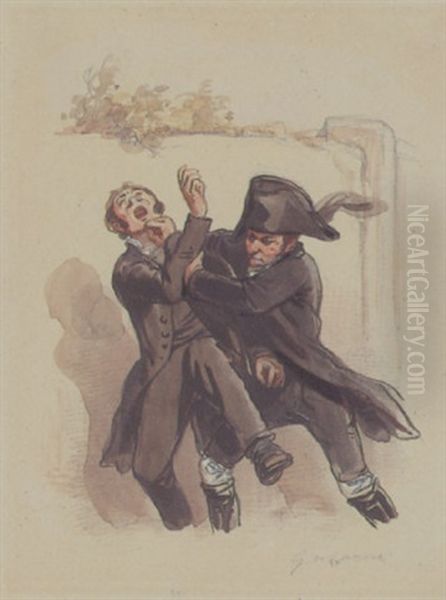 Schlagerei Oil Painting by Paul Gavarni