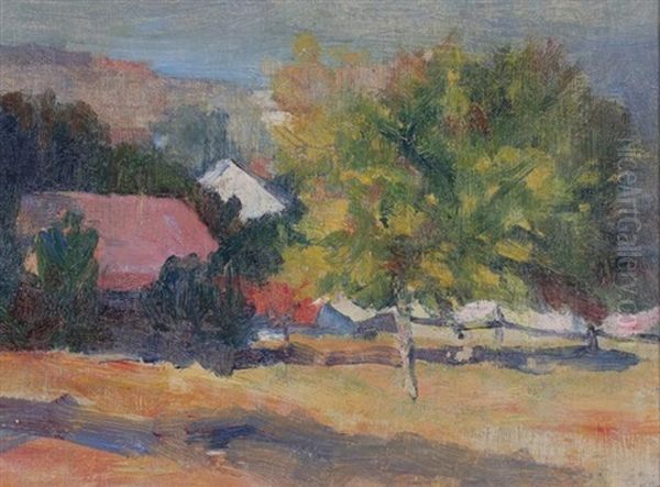 House In The Trees Oil Painting by August Gay