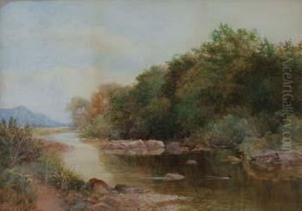 RiverScene Oil Painting by Albert William Ayling