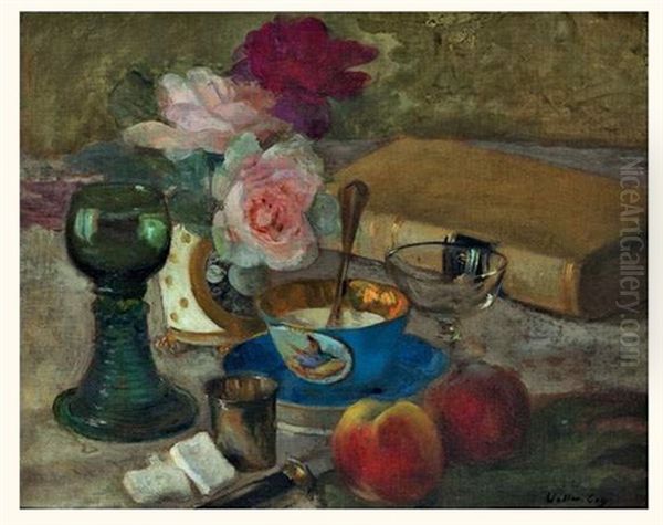 Nature Morte Au Livre Oil Painting by Walter Gay