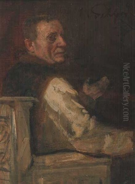 Sitzender Mann Mit Nach Re. Gewandtem Kopf Oil Painting by Eduard Karl Franz von Gebhardt