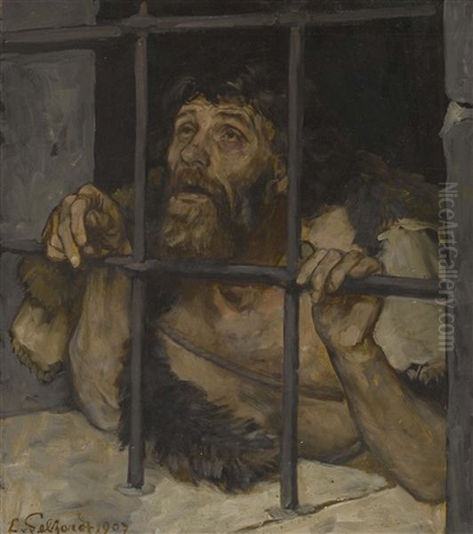 Johannes Im Gefangnis Oil Painting by Eduard Karl Franz von Gebhardt