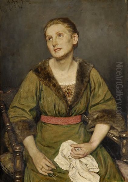 Baltische Edeldame Oil Painting by Eduard Karl Franz von Gebhardt