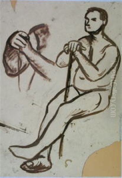 Mannerakte (5 Works, Some Larger) Oil Painting by Eduard Karl Franz von Gebhardt